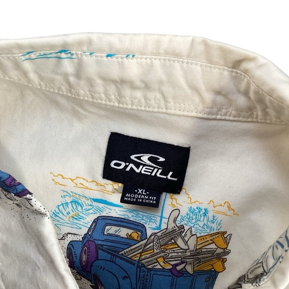 O’Neill Men’s Modern Fit Surf Graphic Button Down Short Sleeve Shirt, Size XL - Picture 2 of 11